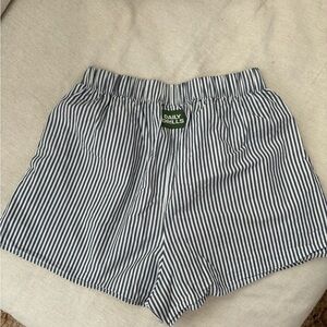 Daily Drills Women's Striped Boxer Shorts - Navy Blue and White
